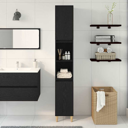 Badezimmerschrank Schwarz Eichen-Optik 30 x 30 x 190 cm
