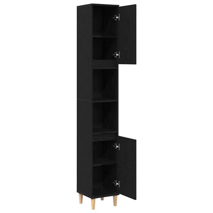 Badezimmerschrank Schwarz Eichen-Optik 30 x 30 x 190 cm
