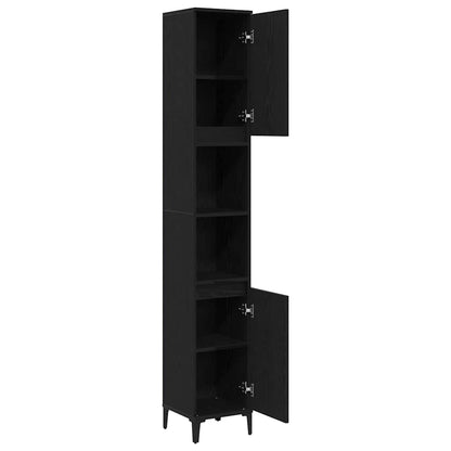Badezimmerschrank Schwarz Eichen-Optik 30 x 30 x 190 cm