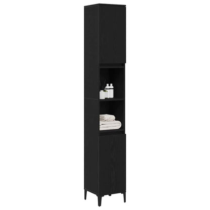 Badezimmerschrank Schwarz Eichen-Optik 30 x 30 x 190 cm