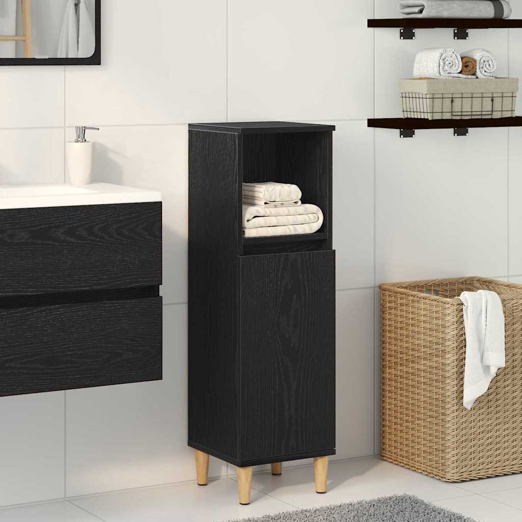 Badezimmerschrank Schwarz Eichen-Optik 30 x 30 x 100 cm