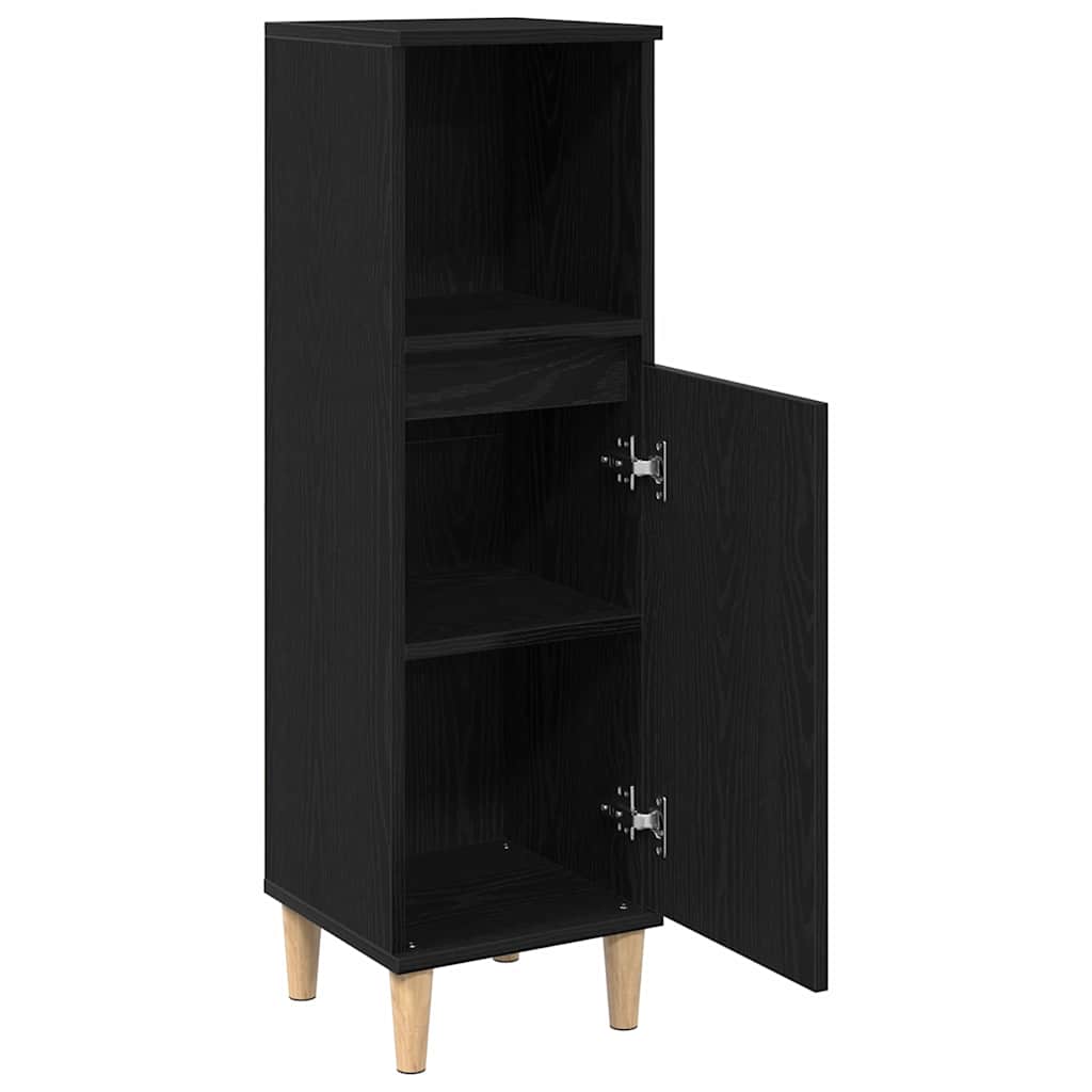Badezimmerschrank Schwarz Eichen-Optik 30 x 30 x 100 cm