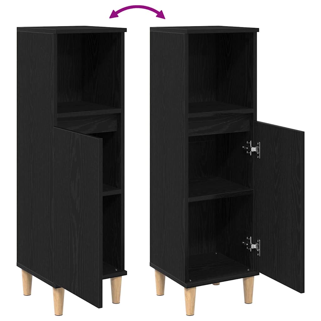 Badezimmerschrank Schwarz Eichen-Optik 30 x 30 x 100 cm