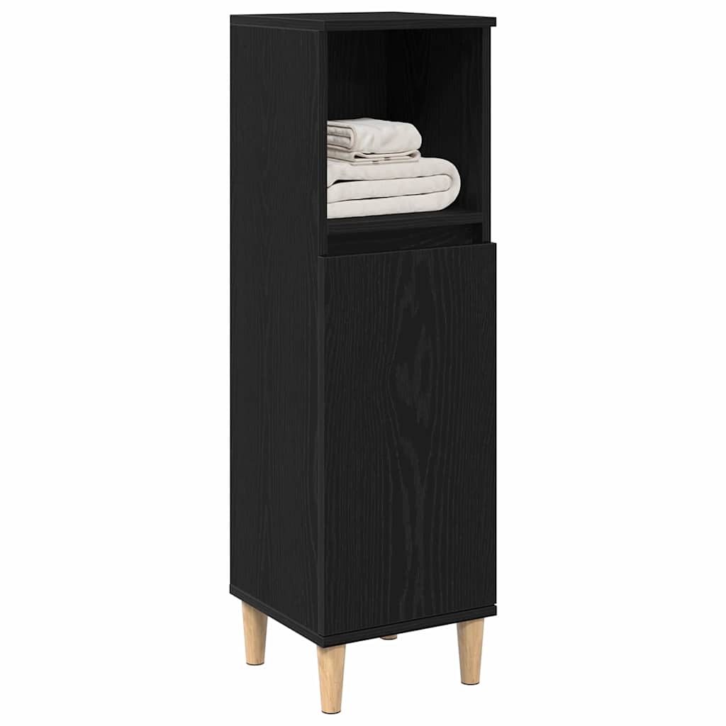 Badezimmerschrank Schwarz Eichen-Optik 30 x 30 x 100 cm