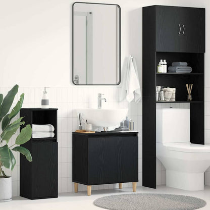 Waschbeckenschrank Schwarz Eichen-Optik 58 x 33 x 60 cm