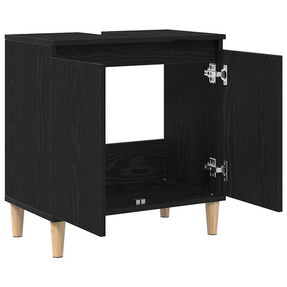 Waschbeckenschrank Schwarz Eichen-Optik 58 x 33 x 60 cm