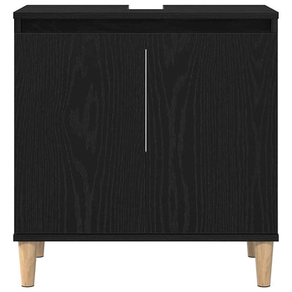 Waschbeckenschrank Schwarz Eichen-Optik 58 x 33 x 60 cm