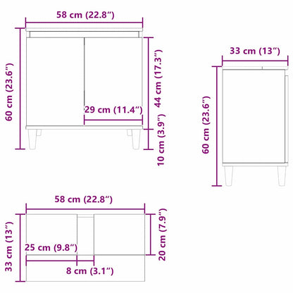 Waschbeckenschrank Schwarz Eichen-Optik 58 x 33 x 60 cm