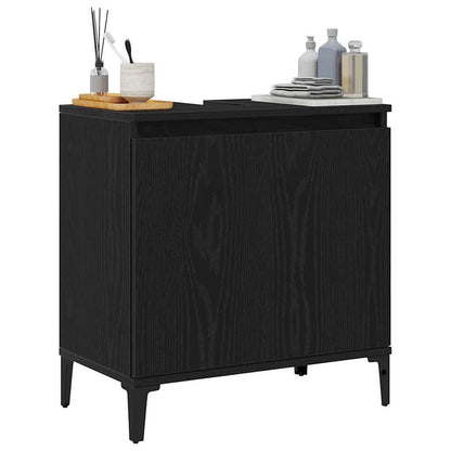 Waschbeckenschrank Schwarz Eichen-Optik 58 x 33 x 60 cm