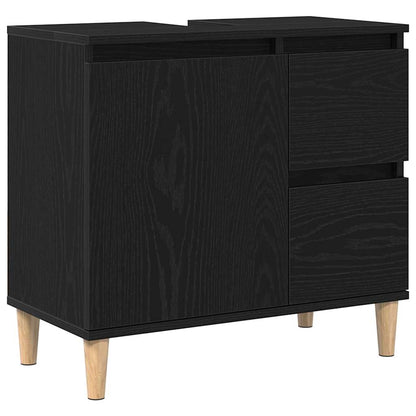 Badezimmerschrank Schwarz Eichen-Optik 65 x 33 x 60 cm