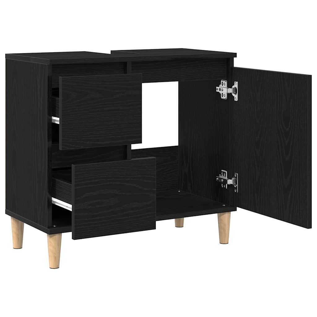 Badezimmerschrank Schwarz Eichen-Optik 65 x 33 x 60 cm