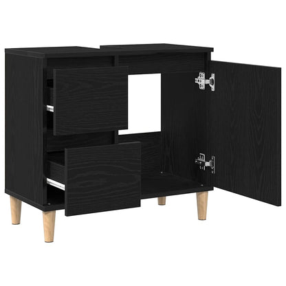 Badezimmerschrank Schwarz Eichen-Optik 65 x 33 x 60 cm