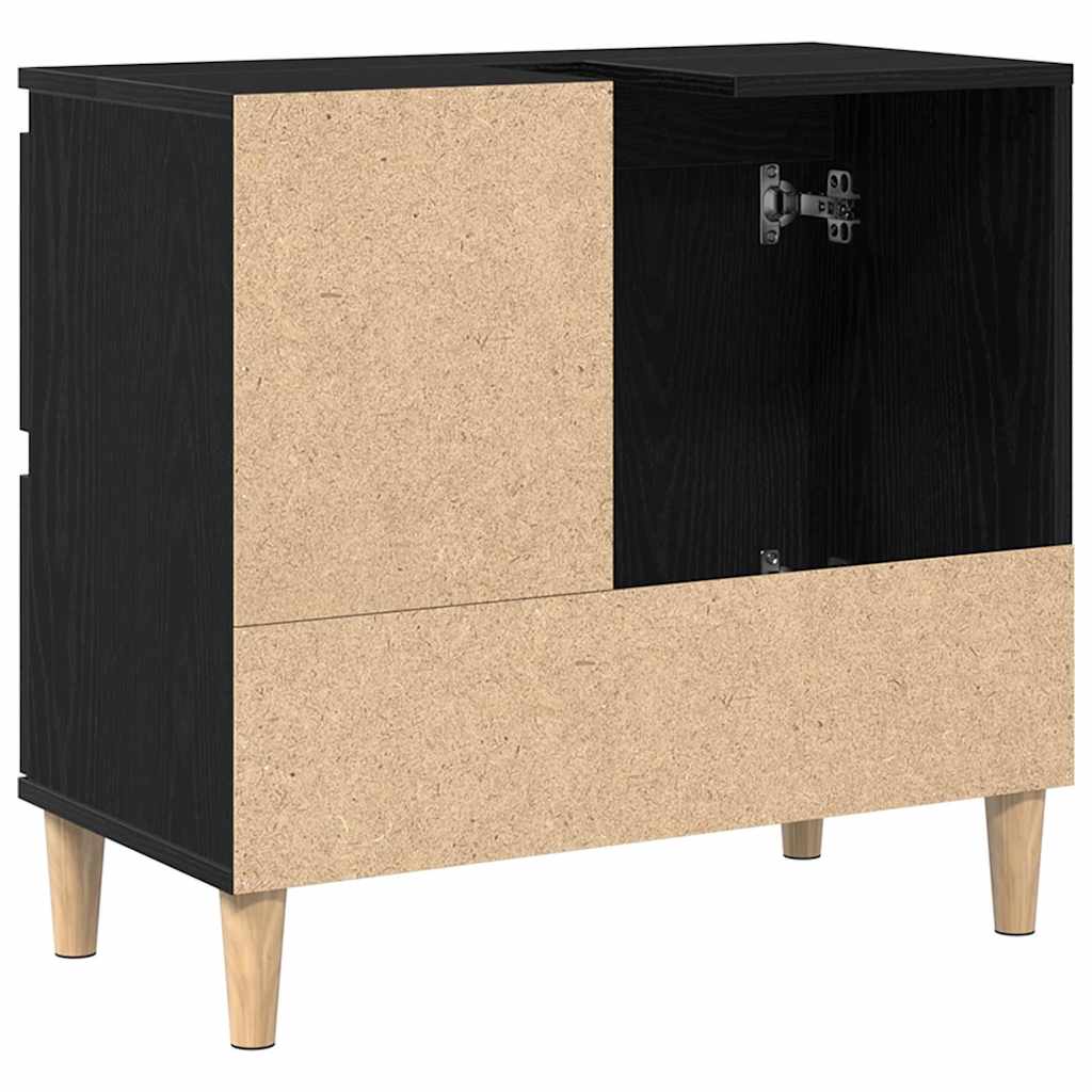 Badezimmerschrank Schwarz Eichen-Optik 65 x 33 x 60 cm