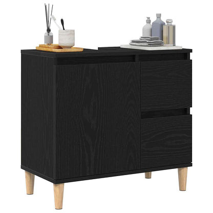 Badezimmerschrank Schwarz Eichen-Optik 65 x 33 x 60 cm