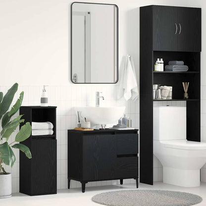 Badezimmerschrank Schwarz Eichen-Optik 65 x 33 x 60 cm