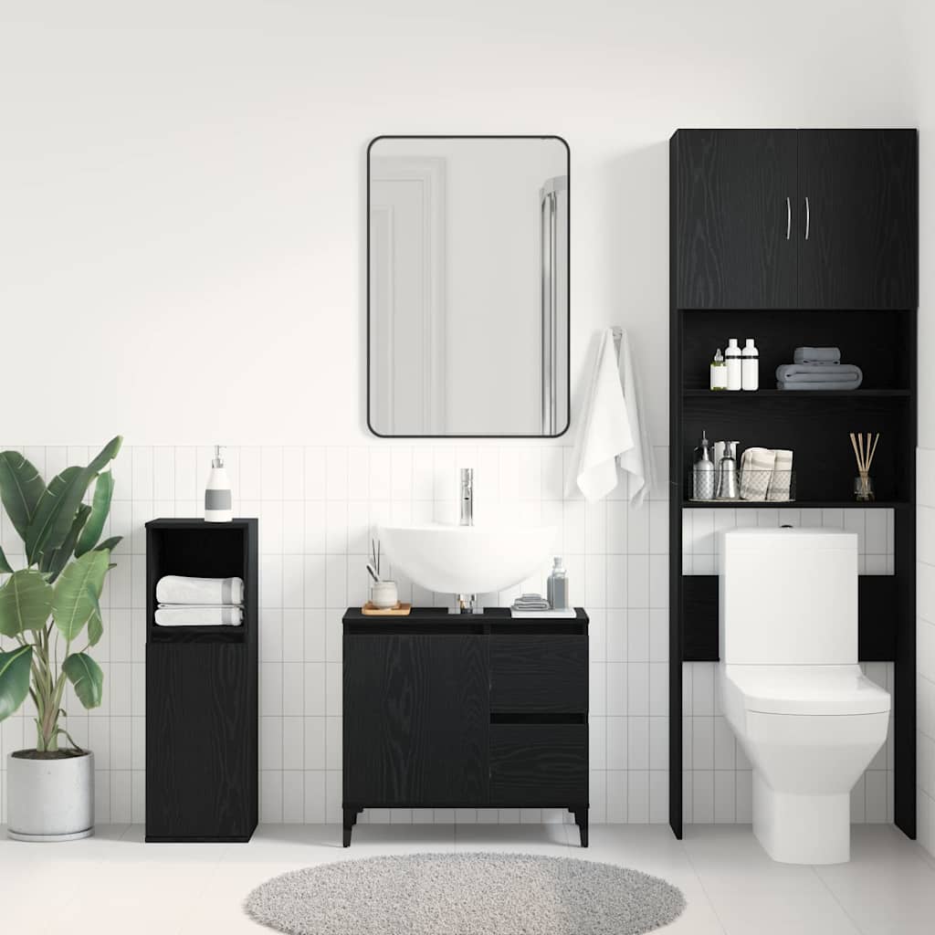 Badezimmerschrank Schwarz Eichen-Optik 65 x 33 x 60 cm