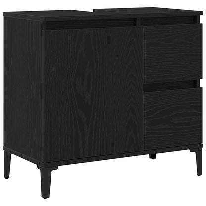 Badezimmerschrank Schwarz Eichen-Optik 65 x 33 x 60 cm