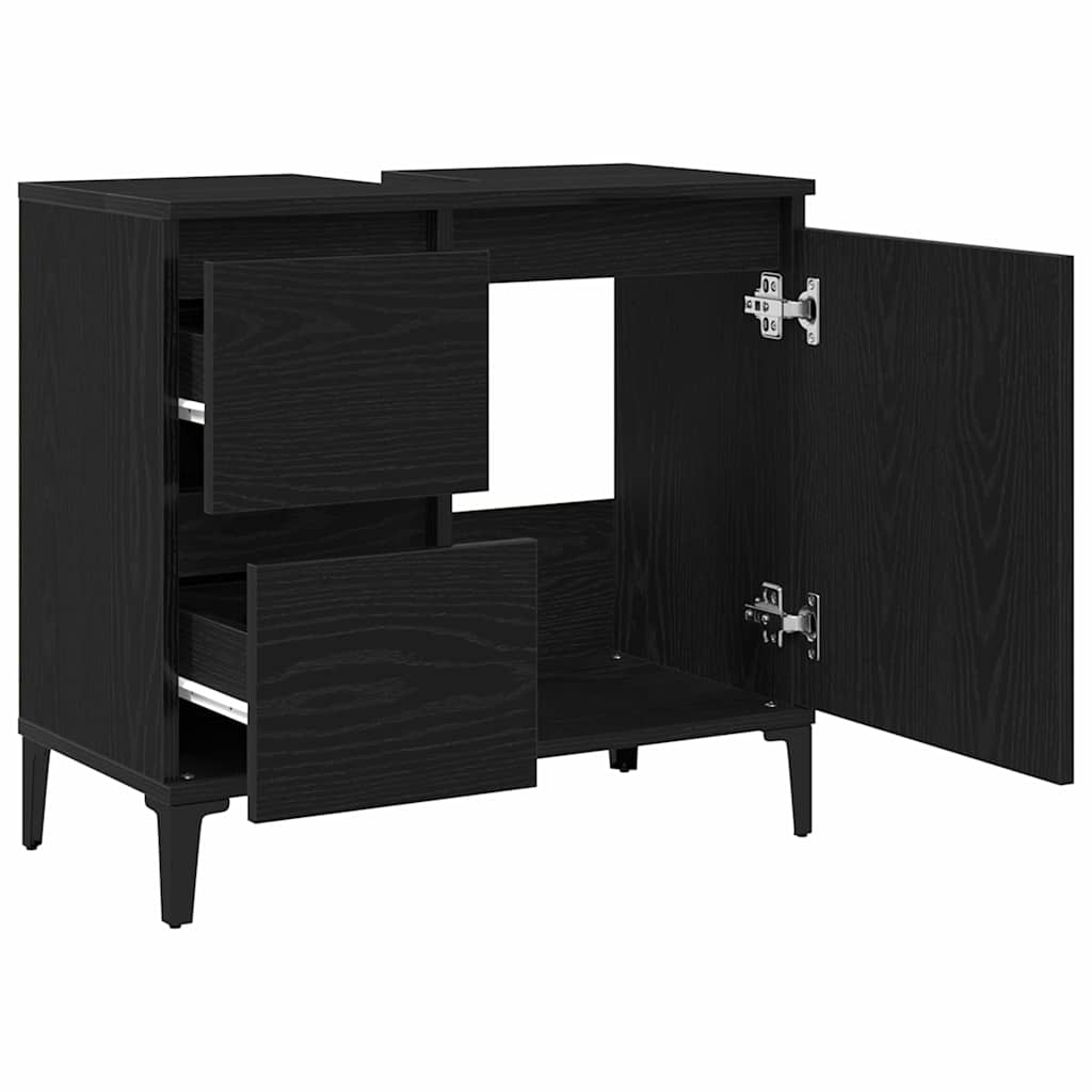 Badezimmerschrank Schwarz Eichen-Optik 65 x 33 x 60 cm