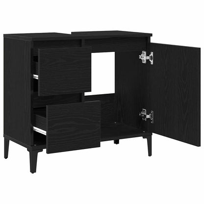 Badezimmerschrank Schwarz Eichen-Optik 65 x 33 x 60 cm