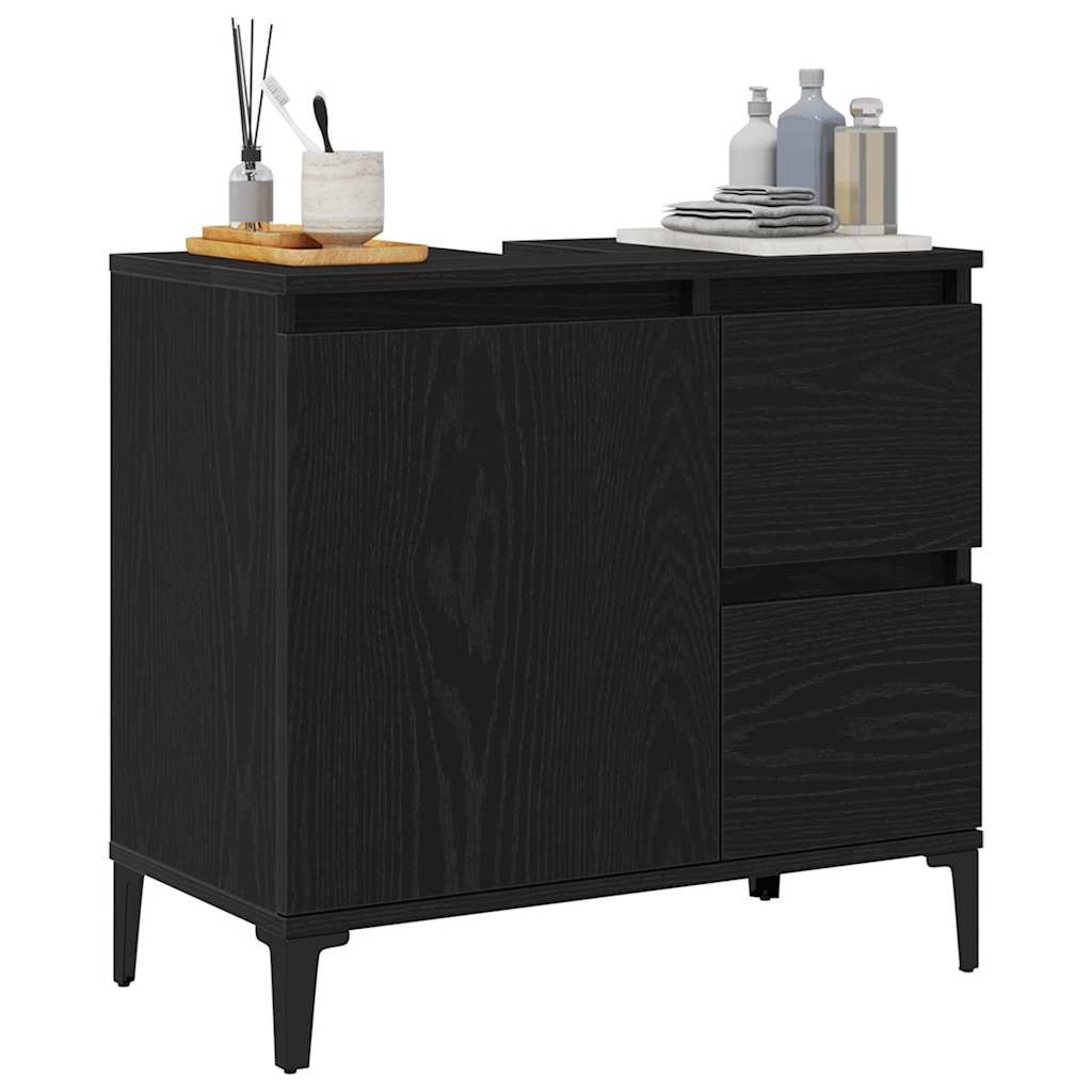 Badezimmerschrank Schwarz Eichen-Optik 65 x 33 x 60 cm
