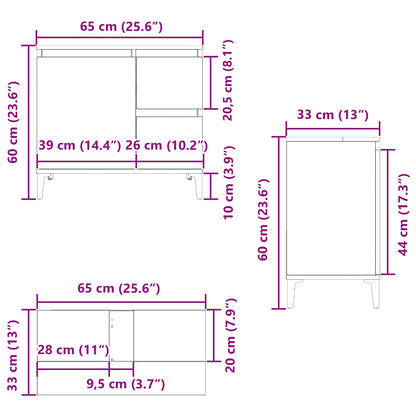 Badezimmerschrank Schwarz Eichen-Optik 65 x 33 x 60 cm