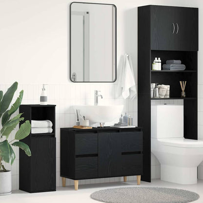 Waschbeckenschrank Schwarz Eichen-Optik 80 x 33 x 60 cm