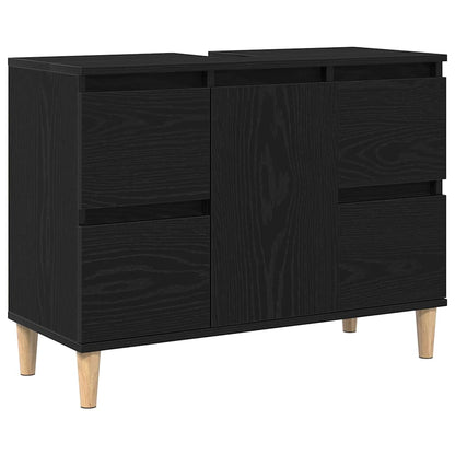 Waschbeckenschrank Schwarz Eichen-Optik 80 x 33 x 60 cm