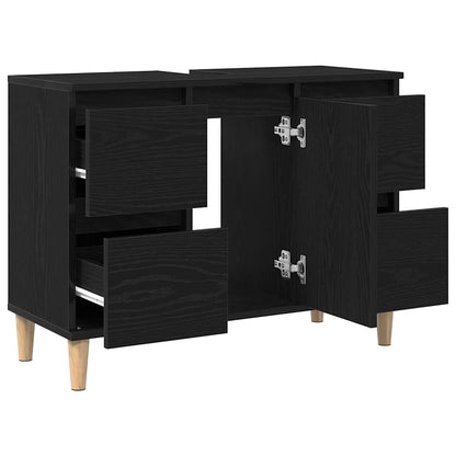 Waschbeckenschrank Schwarz Eichen-Optik 80 x 33 x 60 cm
