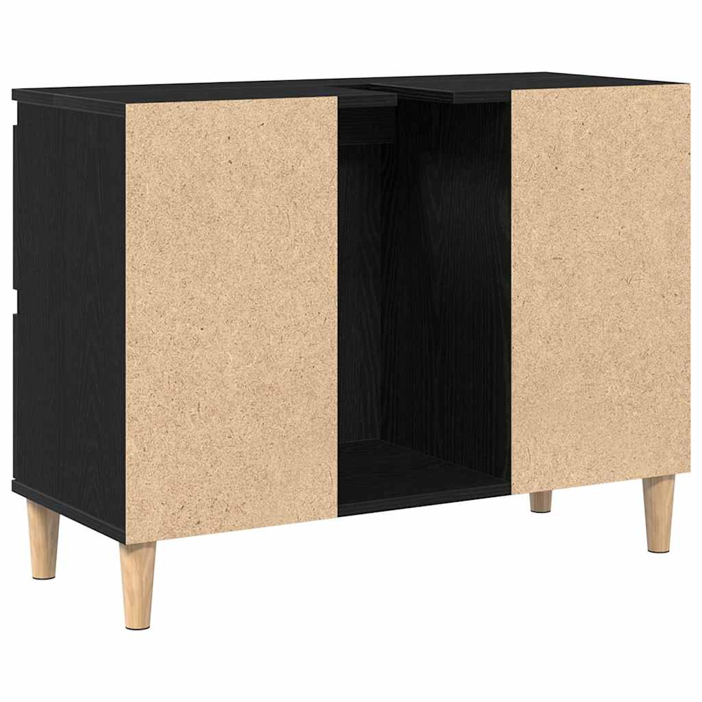 Waschbeckenschrank Schwarz Eichen-Optik 80 x 33 x 60 cm
