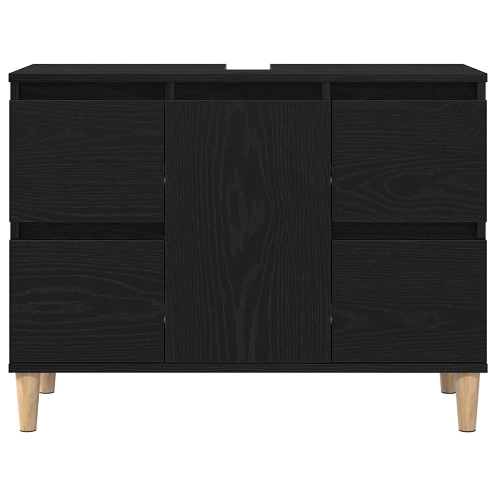 Waschbeckenschrank Schwarz Eichen-Optik 80 x 33 x 60 cm