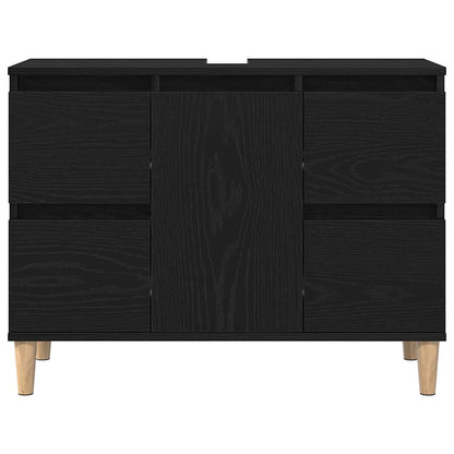 Waschbeckenschrank Schwarz Eichen-Optik 80 x 33 x 60 cm