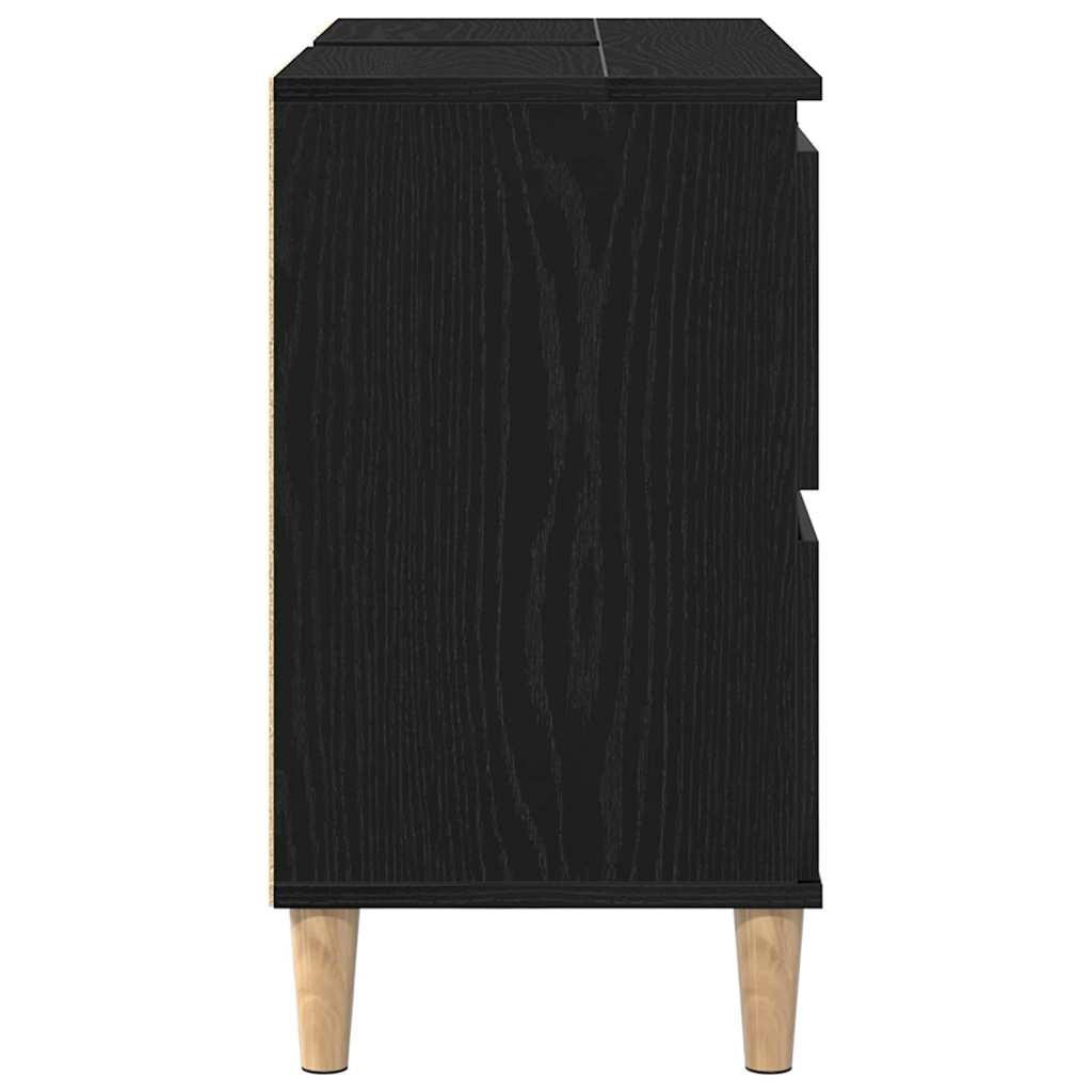 Waschbeckenschrank Schwarz Eichen-Optik 80 x 33 x 60 cm