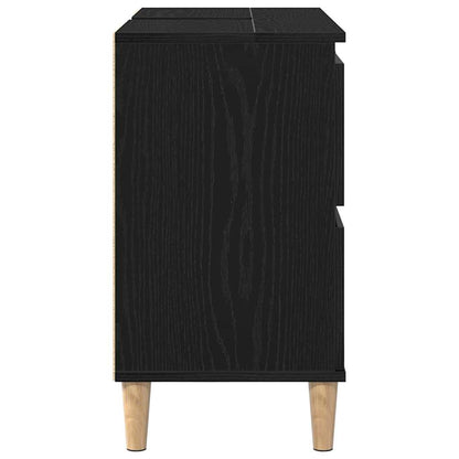 Waschbeckenschrank Schwarz Eichen-Optik 80 x 33 x 60 cm