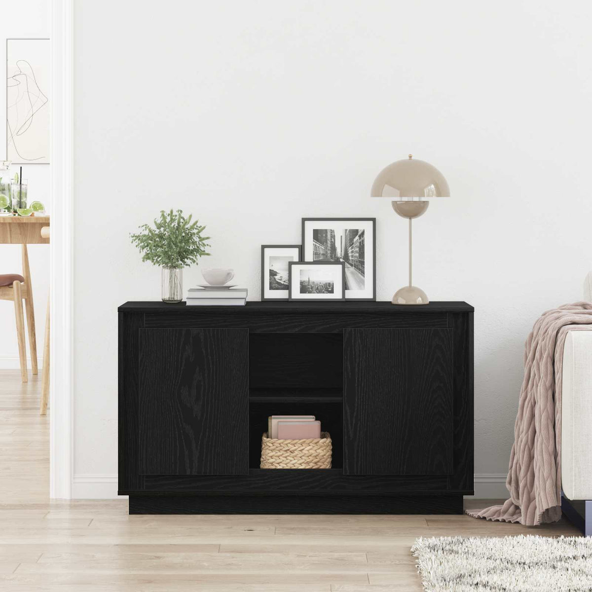 Sideboard Schwarz Eichen-Optik 102 x 35 x 60 cm Holzwerkstoff