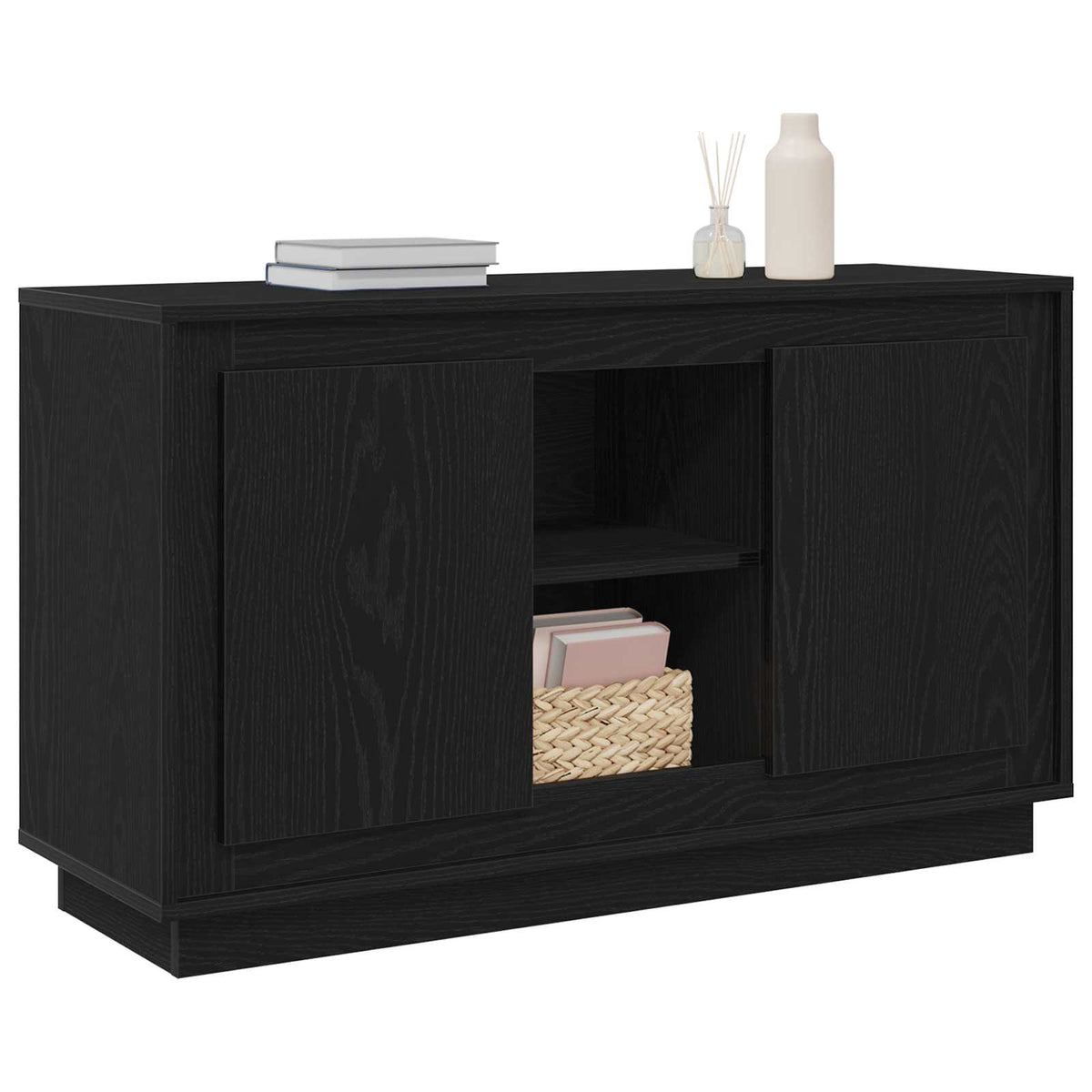 Sideboard Schwarz Eichen-Optik 102 x 35 x 60 cm Holzwerkstoff
