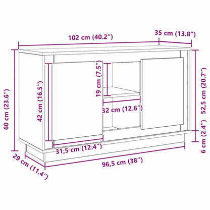 Sideboard Schwarz Eichen-Optik 102 x 35 x 60 cm Holzwerkstoff