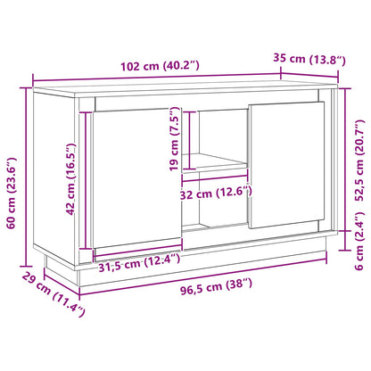 Sideboard Schwarz Eichen-Optik 102 x 35 x 60 cm Holzwerkstoff