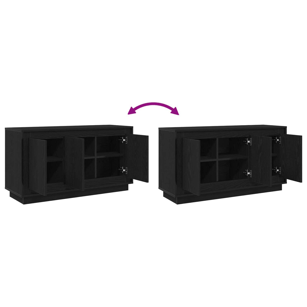 Sideboard Schwarz Eichen-Optik 102 x 35 x 55 cm Holzwerkstoff