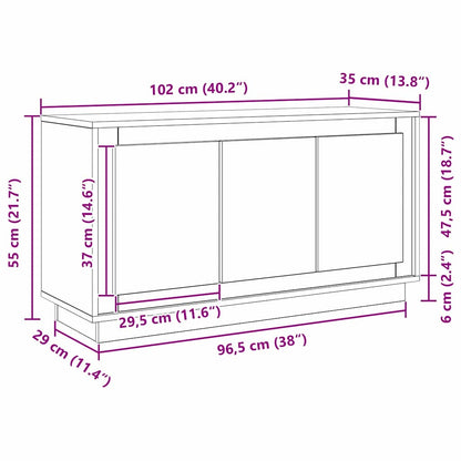 Sideboard Schwarz Eichen-Optik 102 x 35 x 55 cm Holzwerkstoff