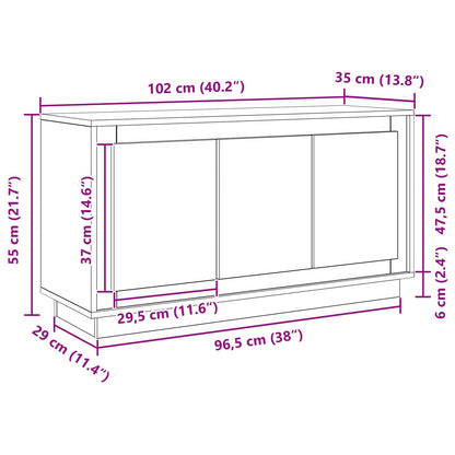 Sideboard Schwarz Eichen-Optik 102 x 35 x 55 cm Holzwerkstoff
