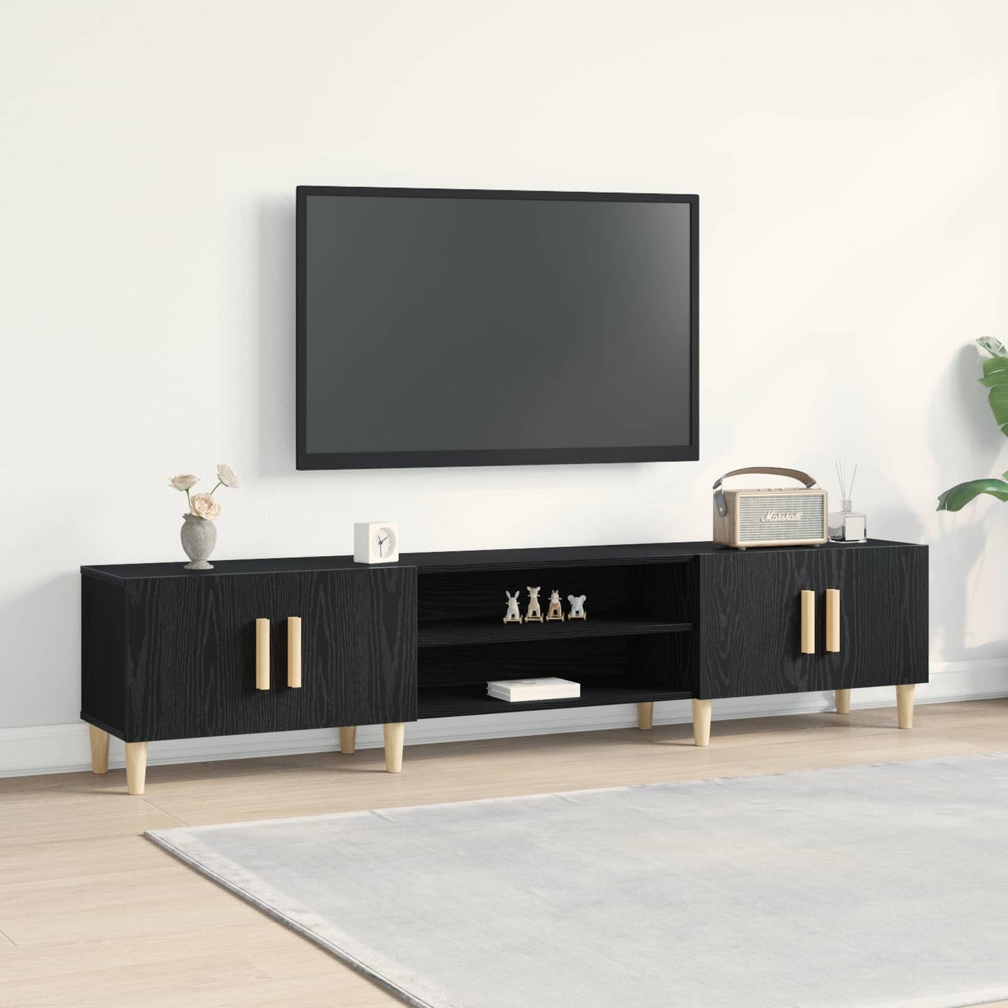 TV-Schränk 180 x 31,5 x 40 cm Schwarz Eichen-Optik