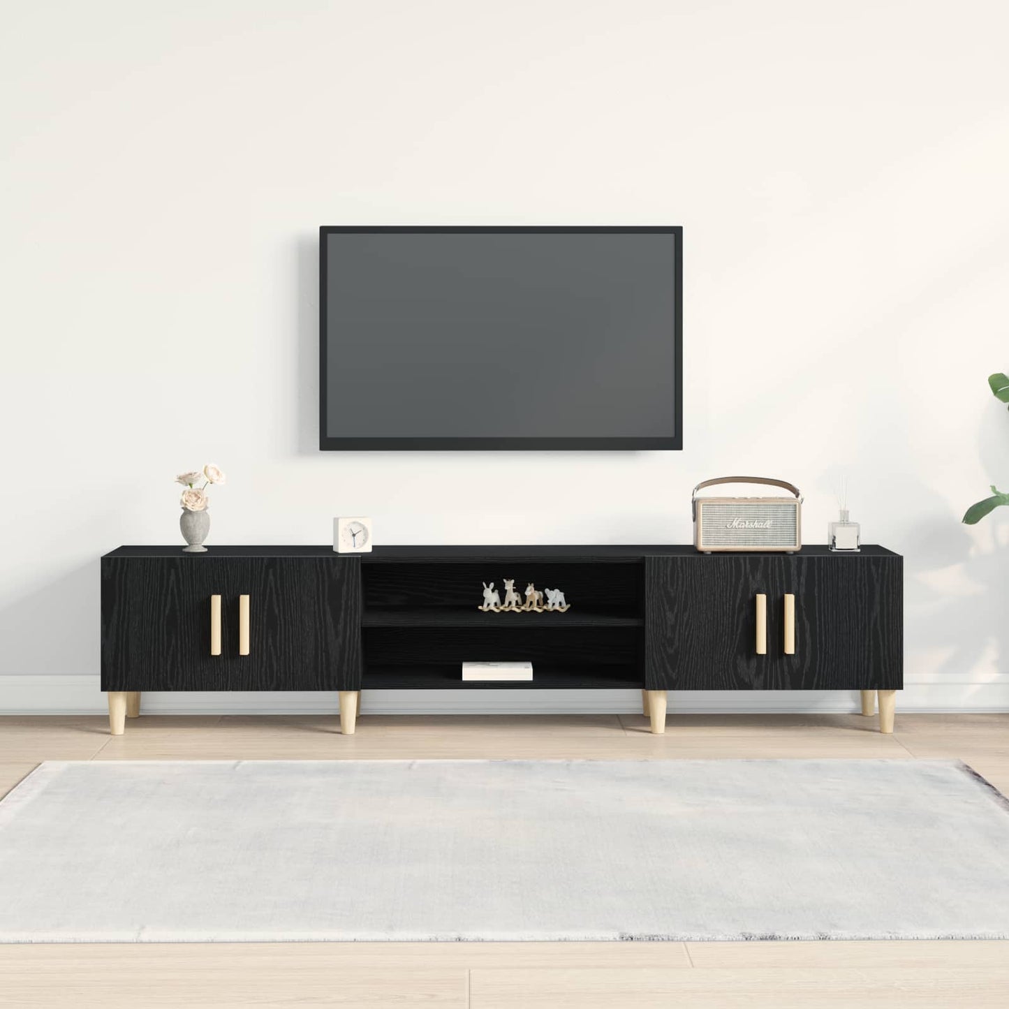 TV-Schränk 180 x 31,5 x 40 cm Schwarz Eichen-Optik