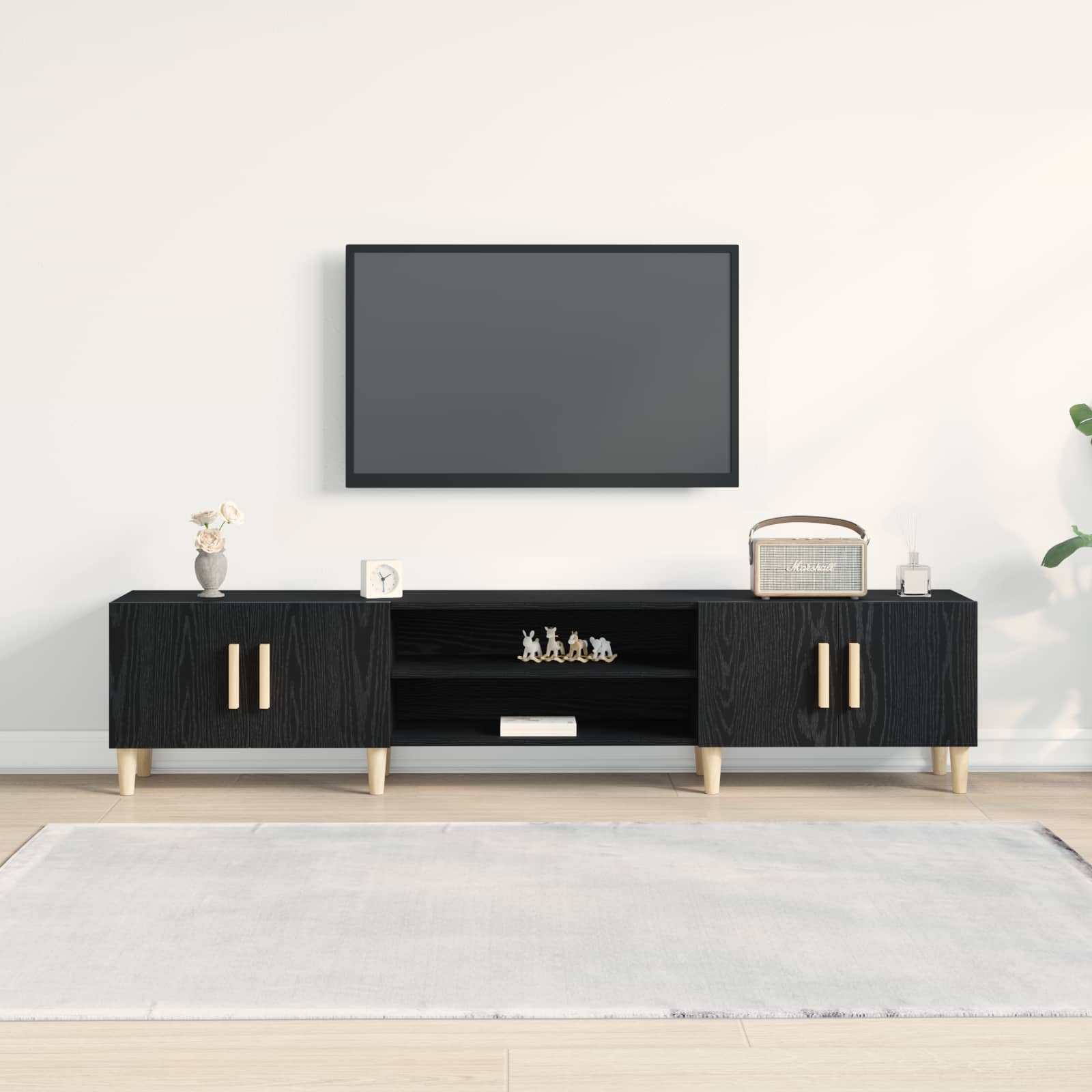 TV-Schränk 180 x 31,5 x 40 cm Schwarz Eichen-Optik