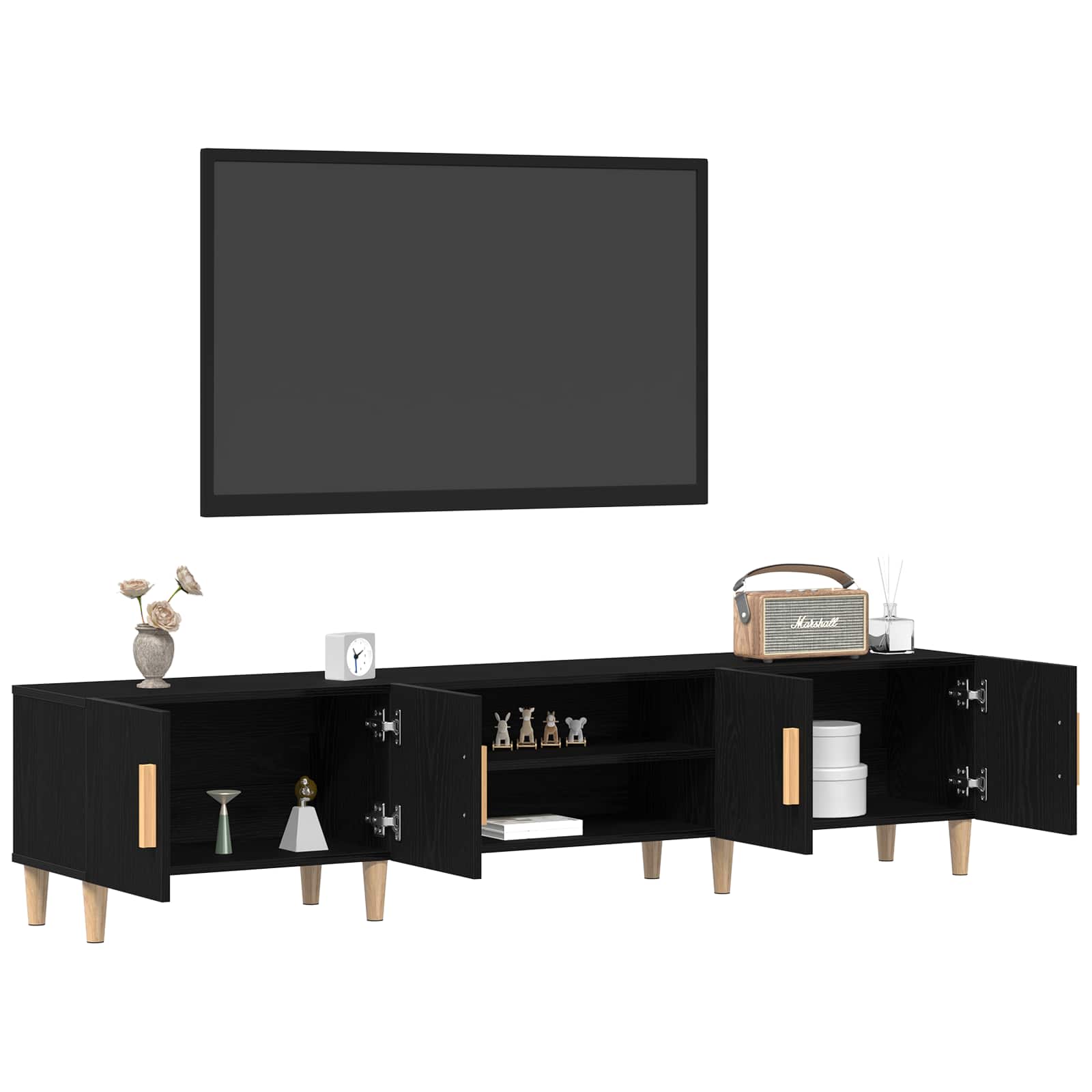TV-Schränk 180 x 31,5 x 40 cm Schwarz Eichen-Optik