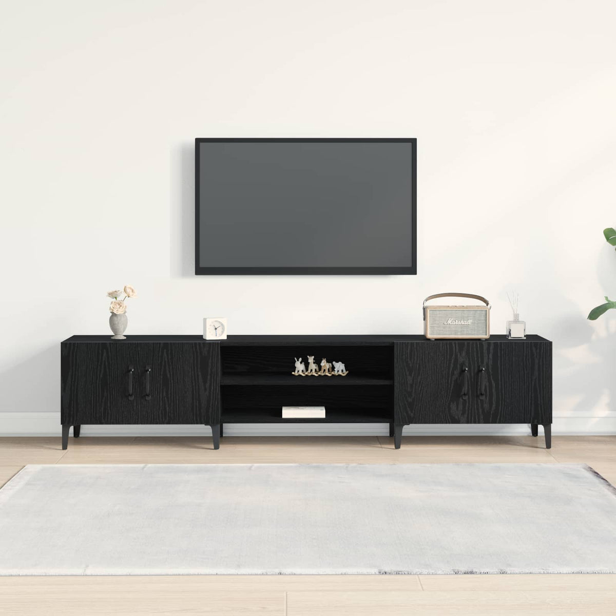 TV-Schränk 180 x 31,5 x 40 cm Schwarz Eichen-Optik