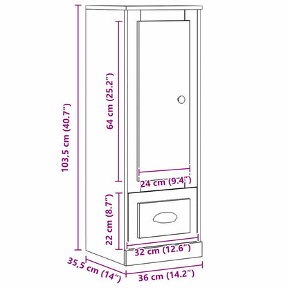 Highboard Schwarz Eichen-Optik 36 x 35.5 x 103.5 cm