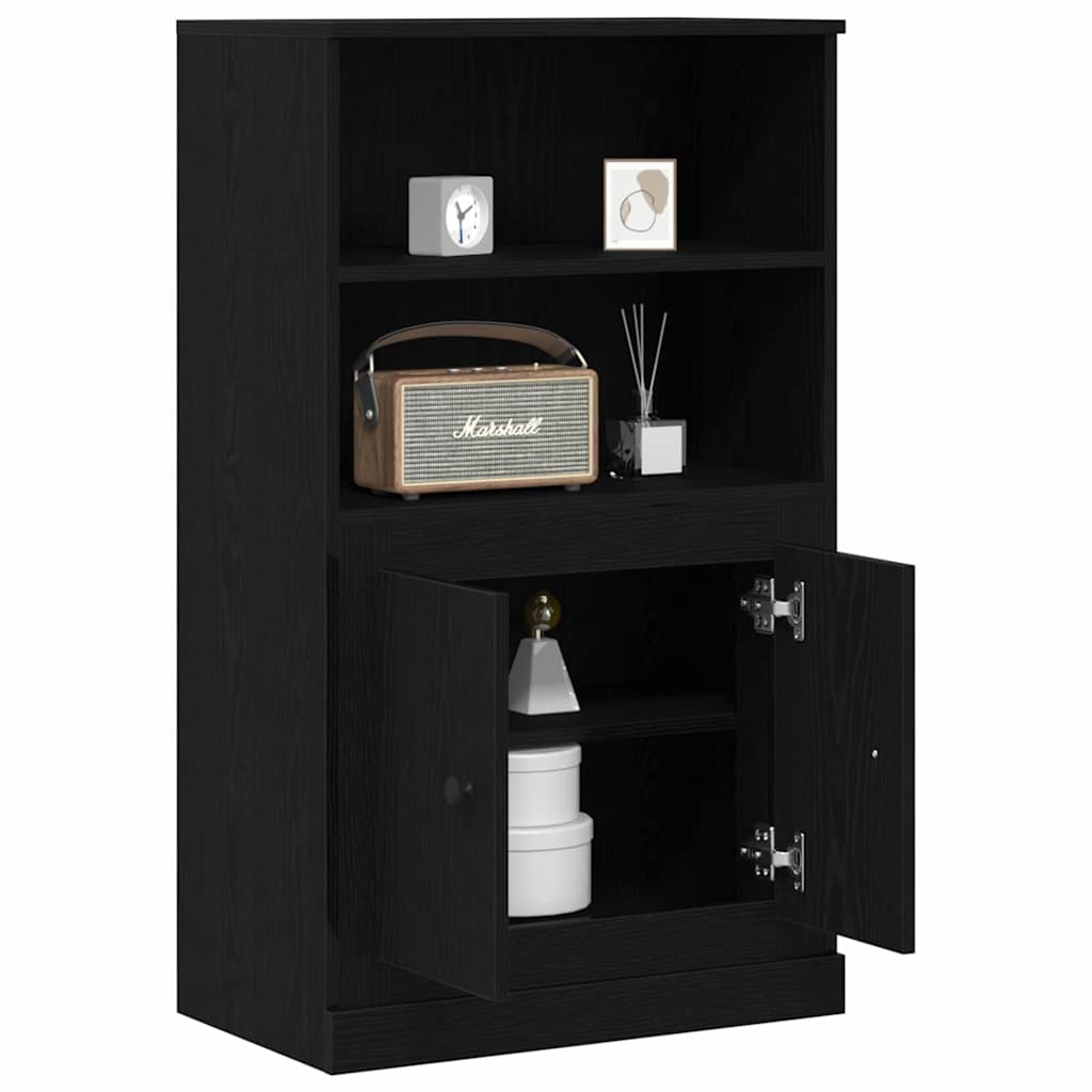 Highboard Schwarz Eichen-Optik 60 x 35.5 x 103.5 cm
