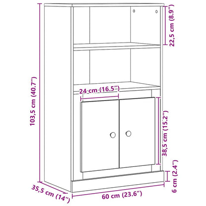 Highboard Schwarz Eichen-Optik 60 x 35.5 x 103.5 cm