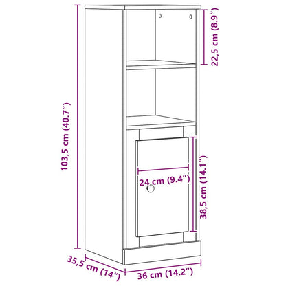 Highboard Schwarz Eichen-Optik 36 x 35,5 x 103,5 cm
