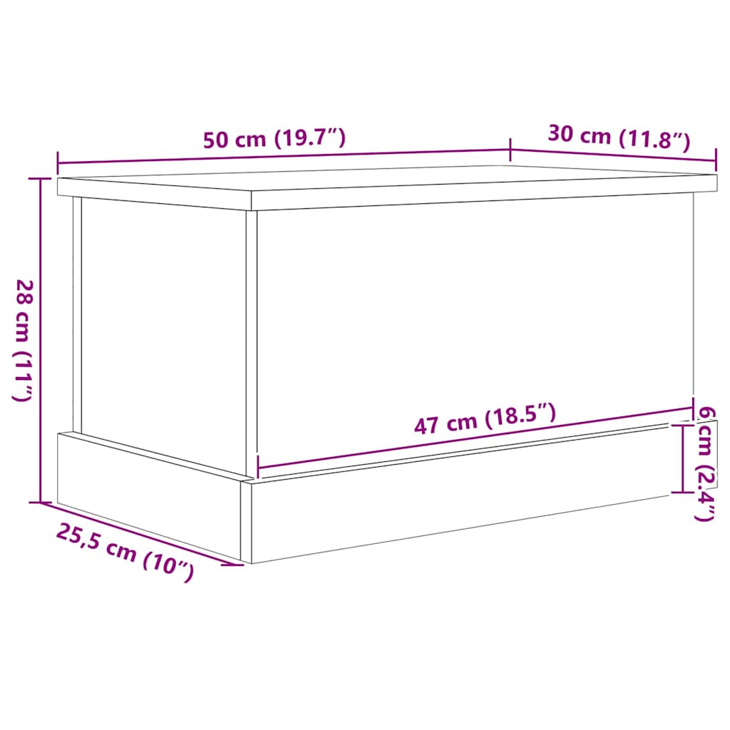 Aufbewahrungsbox Schwarz Eichen-Optik 50 x 30 x 28 cm